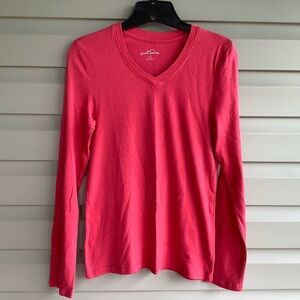 Eddie Bauer Long Sleeve V-Neck Top - Size Small